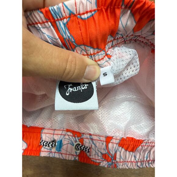 Franks Men's Size Small Swim Trunks Shorts Bathing Suit Orange Floral Tropical - Picture 7 of 9